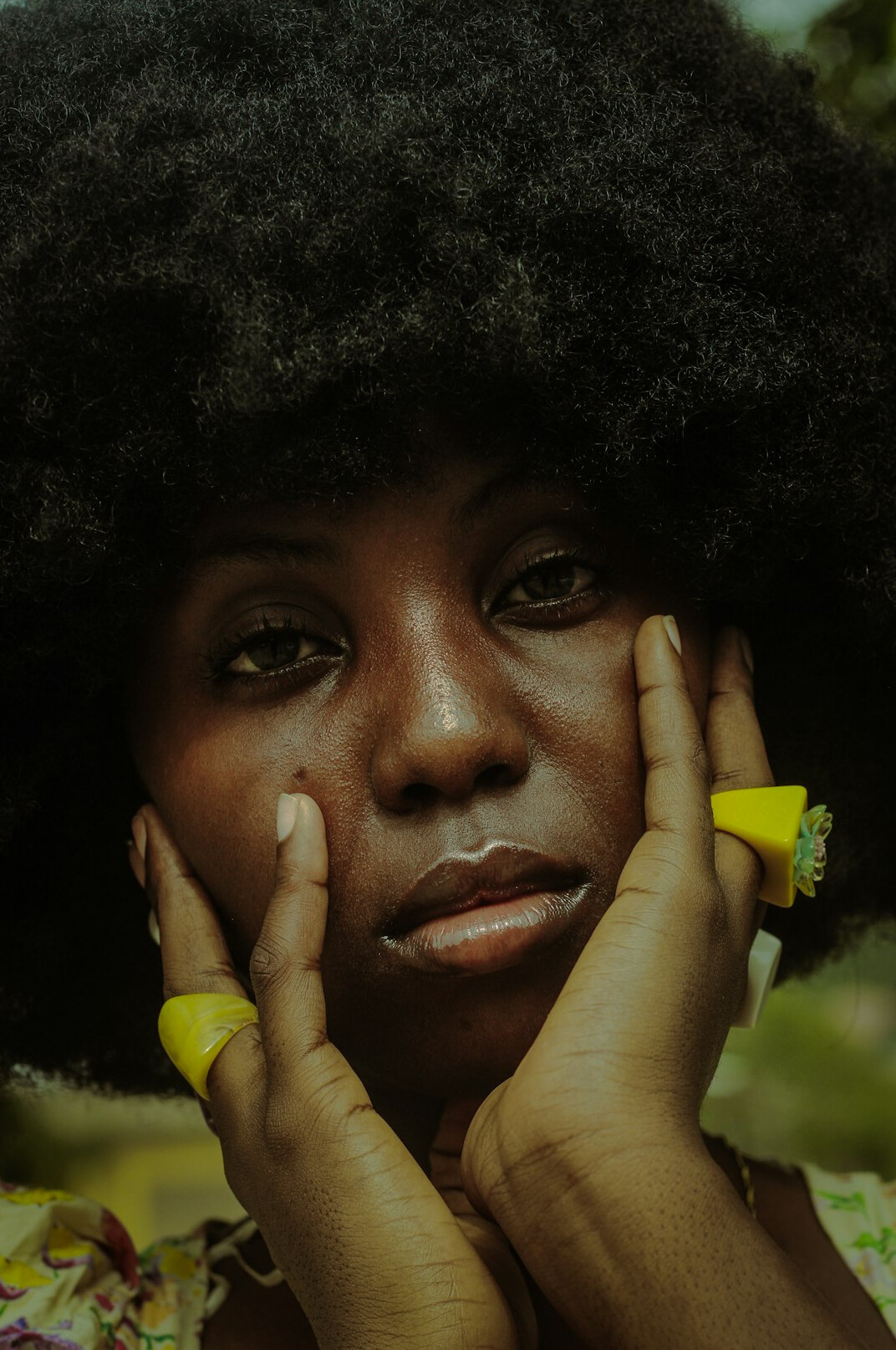 Studio portrait of an Afro-Brazilian woman smiling