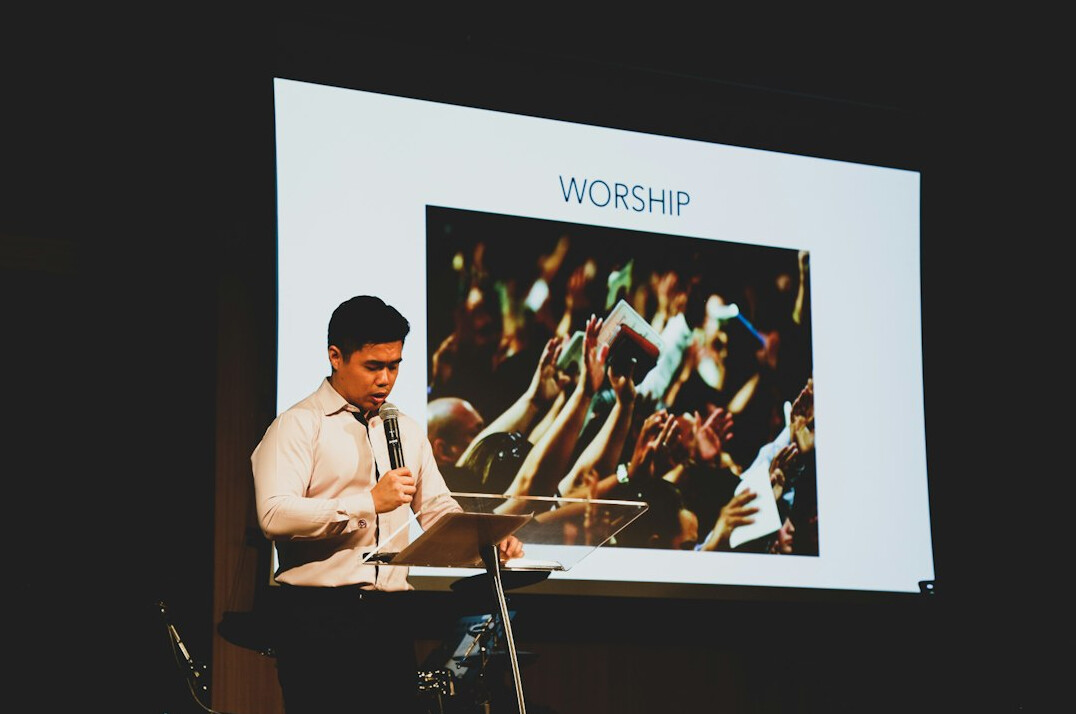 man giving presentation